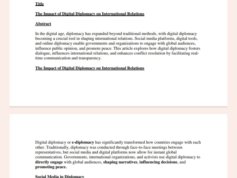 The Impact Of Digital Diplomacy on IR