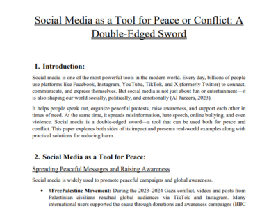 Social Media as a Tool for Peace or Conflict: A Double-Edged Sword